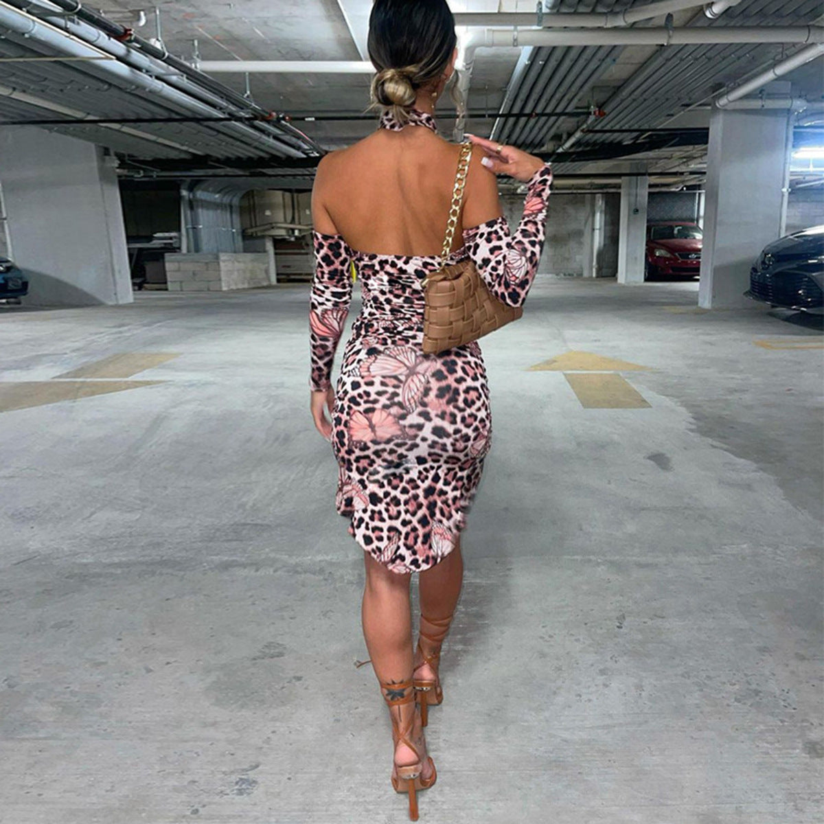 Women's Fashionable Drawstring Long Sleeved Dress