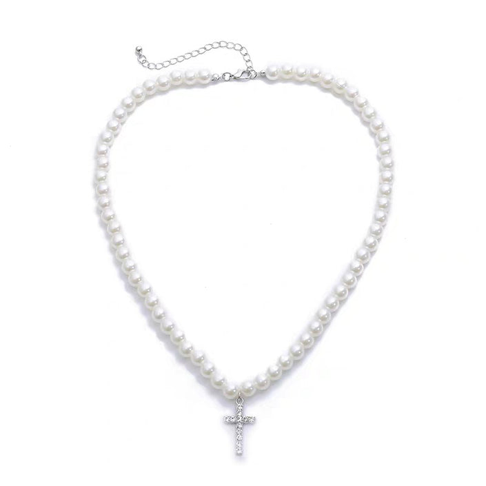 Fashion Pearl Cross Necklace For Men