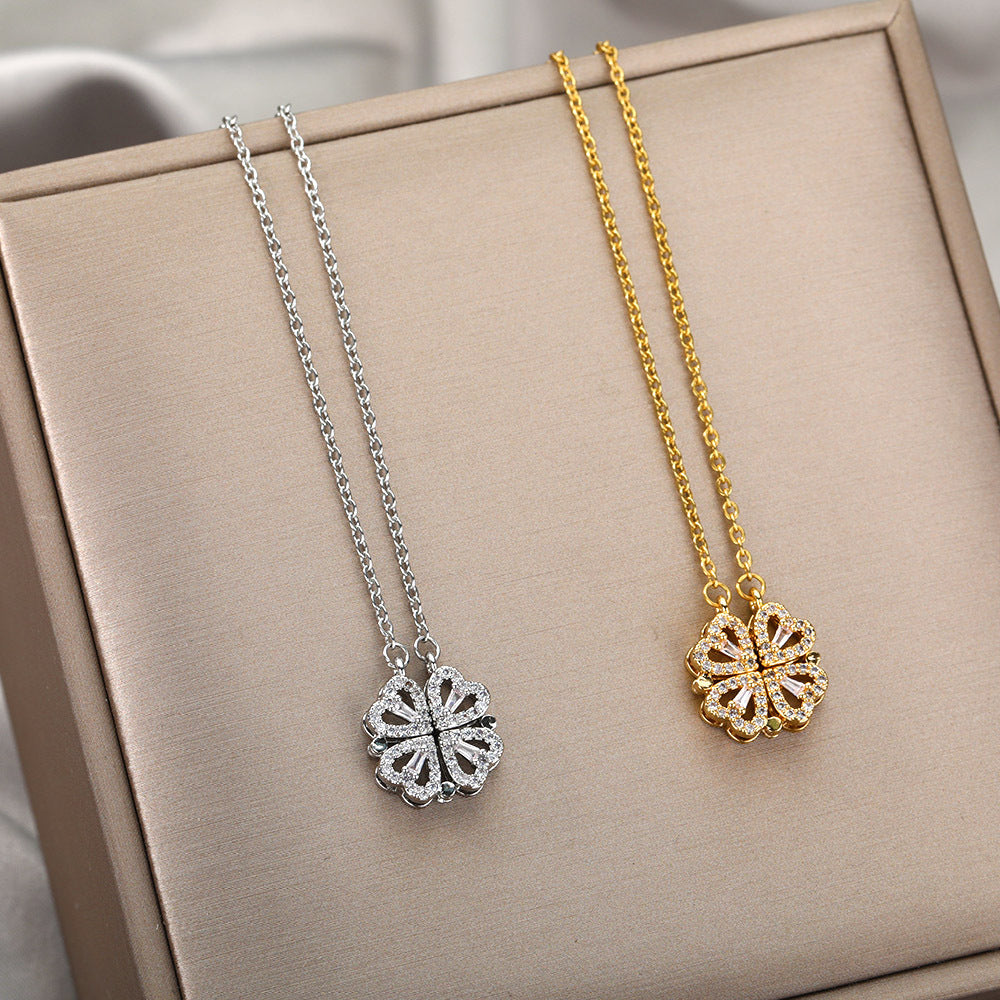 Love Folding Creative Micro-encrusted Diamond Fashion Necklace