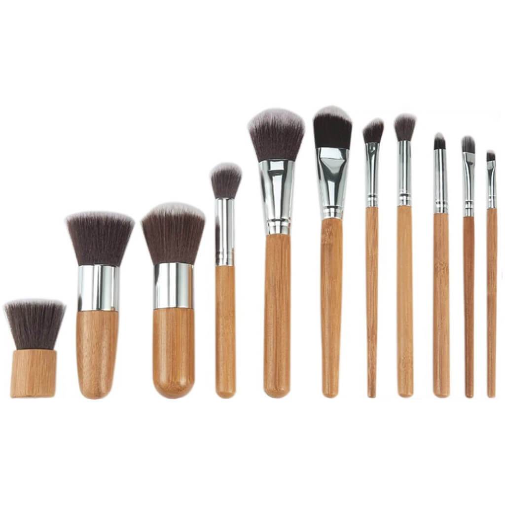Bamboo Handle Makeup Brush Suit Bamboo Pole With Sack Top Quality