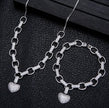 Micro Inlaid Heart-Shaped Necklace And Bracelet Set