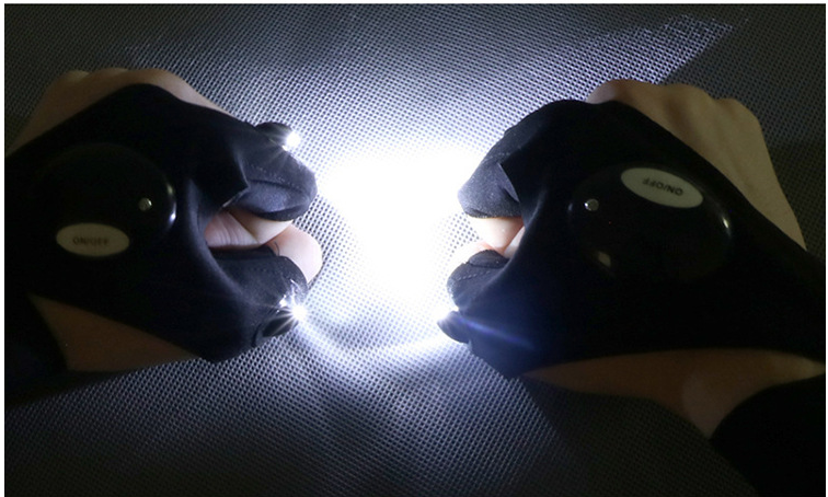 Outdoor Flashlight Luminous Fishing Gloves Half-finger With Lighted Gloves Night Running And Riding Fingerless Gloves