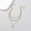 Simple Imitation High-light Pearl Pendant Necklace Rose Metal Tassel Piece Multi-layer Necklace Woman