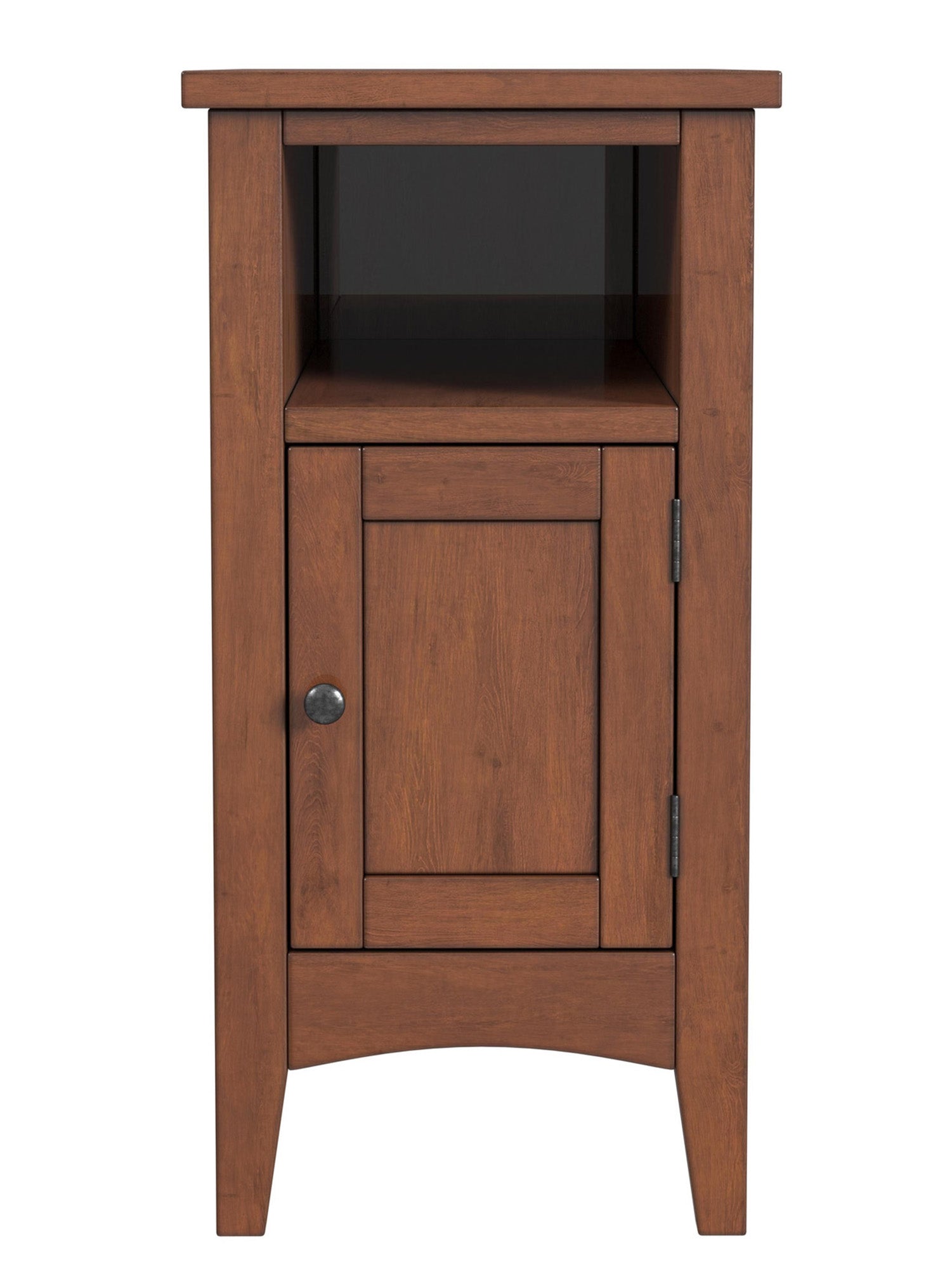 Avina Olive Ash Burl1 Door Side Table - Medium Brown