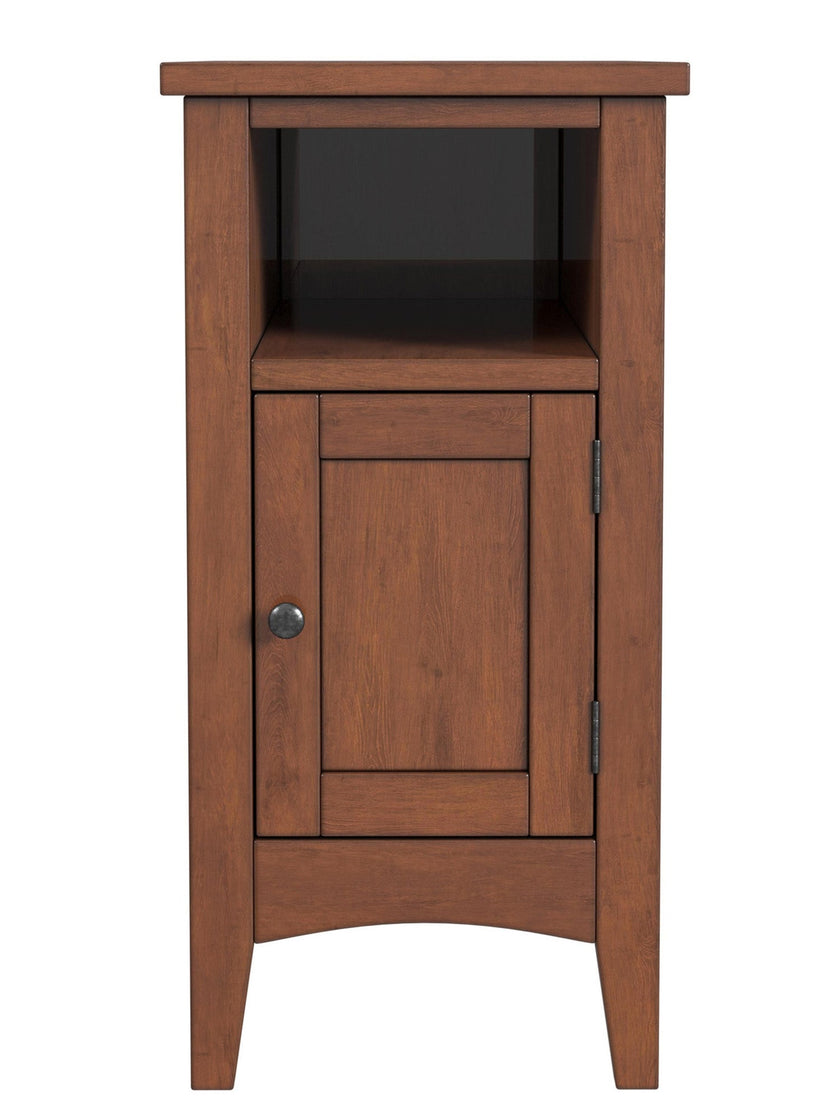 Avina Olive Ash Burl1 Door Side Table - Medium Brown