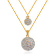 The bride jewelry two piece Necklace Earrings Set Round Diamond Jewelry Set Gold Jewellery Set