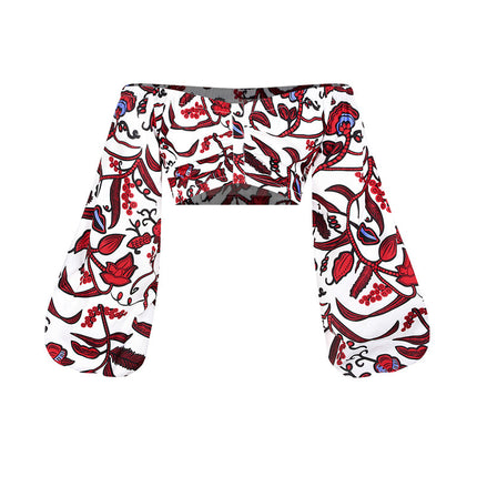 Printed African Style Women's Suit One-way Neck Top Split Skirt