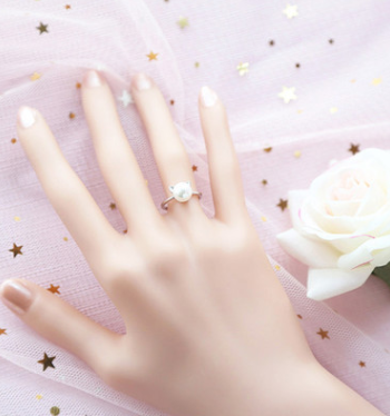 925 Sterling Silver Cat Pearl Ring