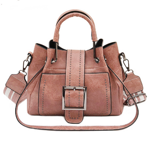 Double Leather Bucket Bag Handbag