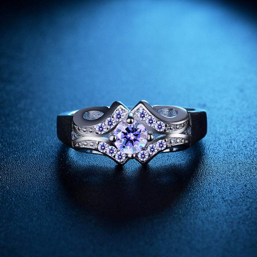 Creative Micro-inlaid Zircon Double Ring Purple Ladies Crystal Ring