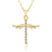 Simple Cross Diamond Angel Wings Pendant
