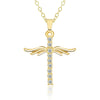 Simple Cross Diamond Angel Wings Pendant