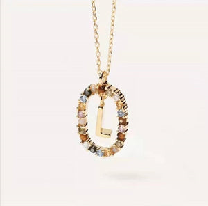 925 Sterling Silver Gold Letters A - Z Initial Alphabet  Long Chain Necklace