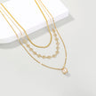 Simple Imitation High-light Pearl Pendant Necklace Rose Metal Tassel Piece Multi-layer Necklace Woman