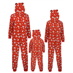 Family Matching Onesis Sleepwear Jumpsuit Santa Claus Long Sleeve Hooded Homewear