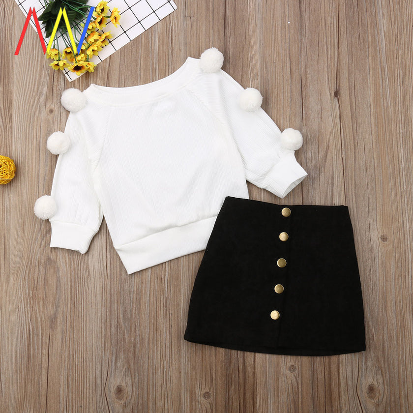 Baby girl Kids Girls Clothes Sets Sweater Skirt Warm