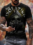 Summer 3D Personality Skull Full-body Printing T-shirt Foreign Trade Men's Trend Short-sleeved