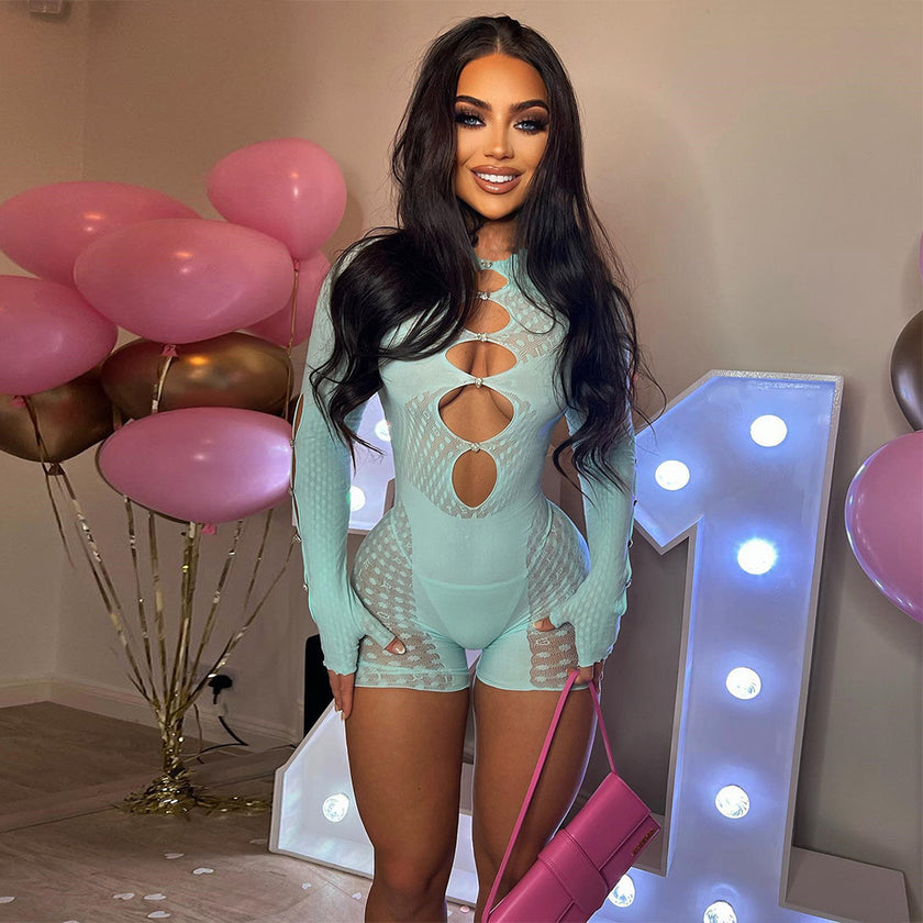 New Patchwork Sheer Cutout Women's Jumpsuit