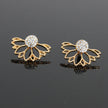 Lotus-shaped diamond-studded pierced earrings
