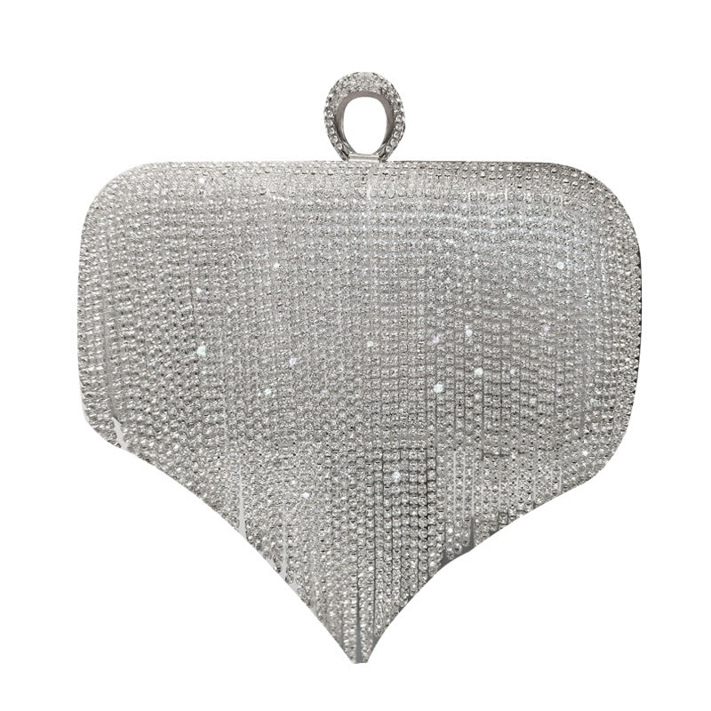 shiny diamond ladies fringed hand bag
