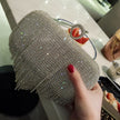 shiny diamond ladies fringed hand bag