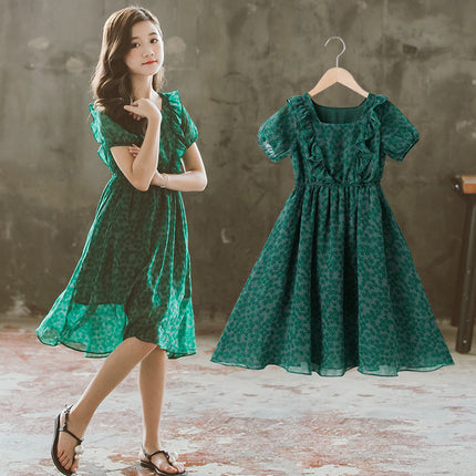 Little Girl Summer Chiffon Skirt In Big Kids Mid-length