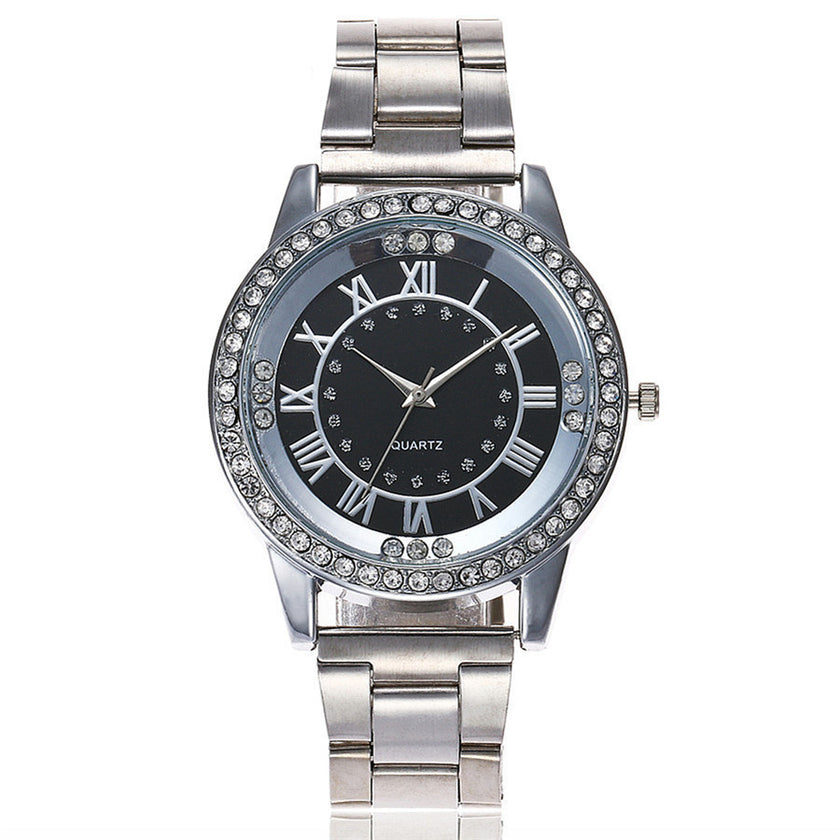 Rhinestone Quartz Watch Casual Women Stainless Steel Wristwatches Female Clock