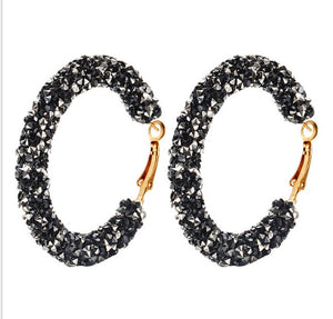 Diamond circle matte earrings earrings Japan and South Korea simple charm full diamond fashion wild earrings