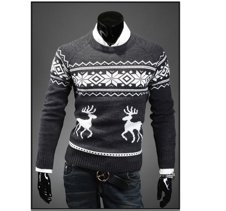 Fashion Men Christmas Sweaters England Style Men Sweater Deer Pullovers Reindeer Sweater Slim O-Neck Men Sweater