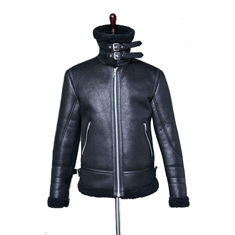 Men's Jacket Winter Highneck Warm Fur Liner Lapel Leather Zipper