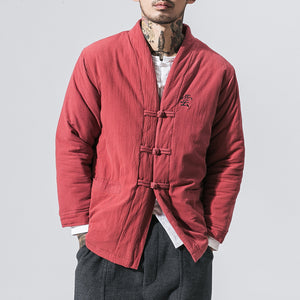 Men Cotton Jacket Retro Cardigan Pants