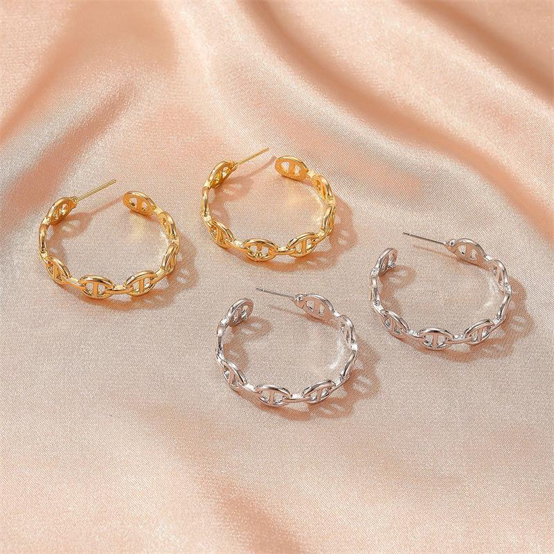 Exaggerated Geometric Hollow Cold Wind C-Shaped Earrings