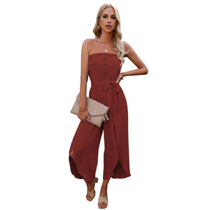 Women's Summer Ninth Loose Jumpsuit Wide Leg Pants