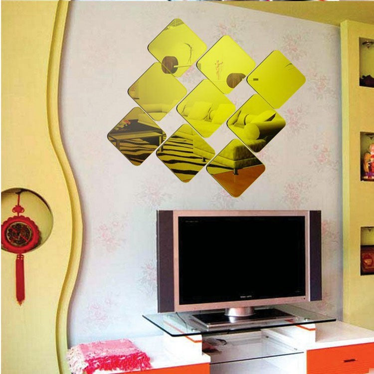 Square Rounded Corner Mirror Home Background Wall Sticker