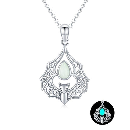 Bat Necklace 925 Sterling Silver Vampire Bat Glowing in The Dark Pendant Halloween Jewelry Party Gift