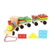 Young Delle drag three small trains wooden puzzle disassembly nut combination shape matching early education toys
