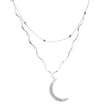 Full Diamond Moon Pendant Layered Pendant Necklace