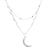 Full Diamond Moon Pendant Layered Pendant Necklace