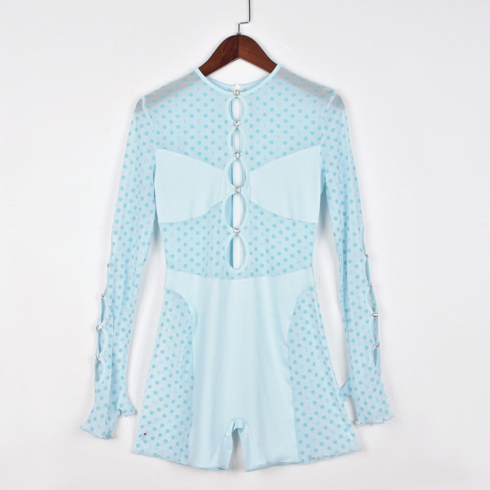 New Patchwork Sheer Cutout Women's Jumpsuit