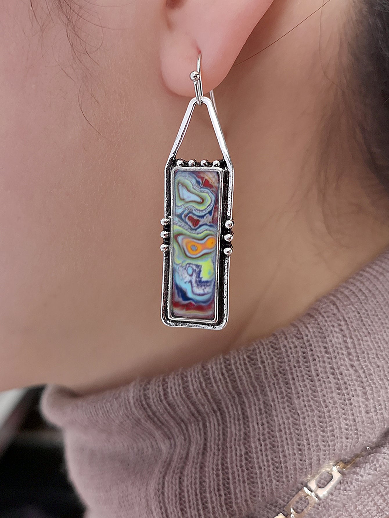 Personalized Solid Color Dual-use Short Earrings