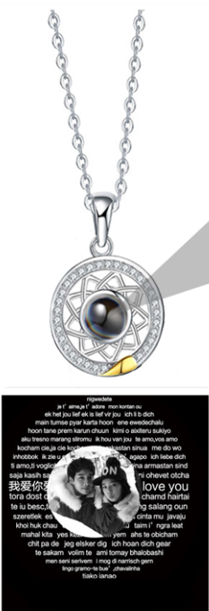 Couple Projection Necklace Sun Moon Customization