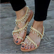 Women Sandals Flat Pearl Comfortable String Bead Slippers