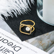 Design Ring Micro-set Zircon Hollow Square Pearl Ring