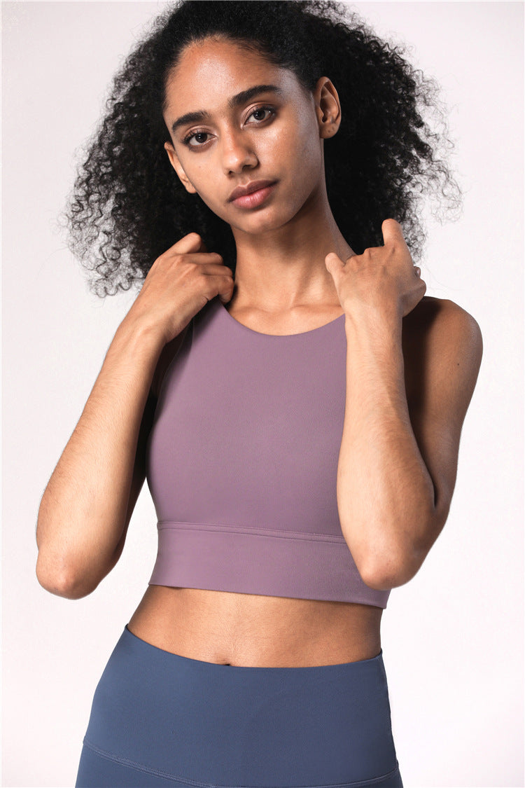 Underwear Strappy Longline Yoga Bras Supportive Round Neck Gym Tops