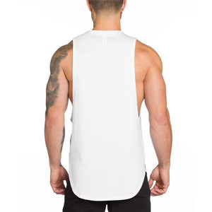 Men Long Tank Muscle Workout T-Shirt  Bodybuilding Gym Athletic Training Sports Tops