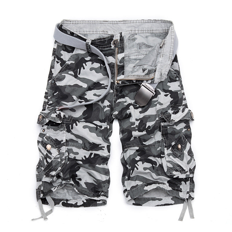 Men's Loose Casual Camouflage Overalls Large Size Multi-pocket Five-point Pants Men's Beach Pants