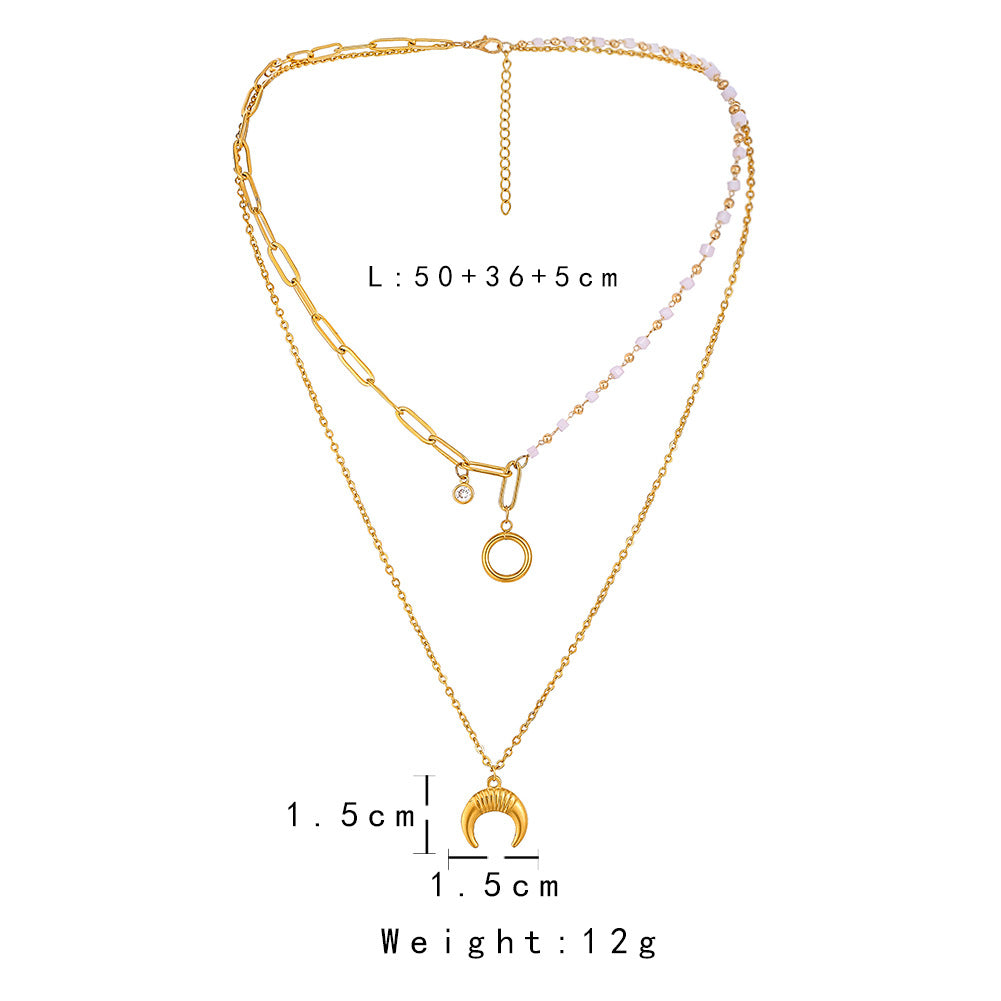 Double-Layer Titanium Steel Necklace Female Clavicle Chain