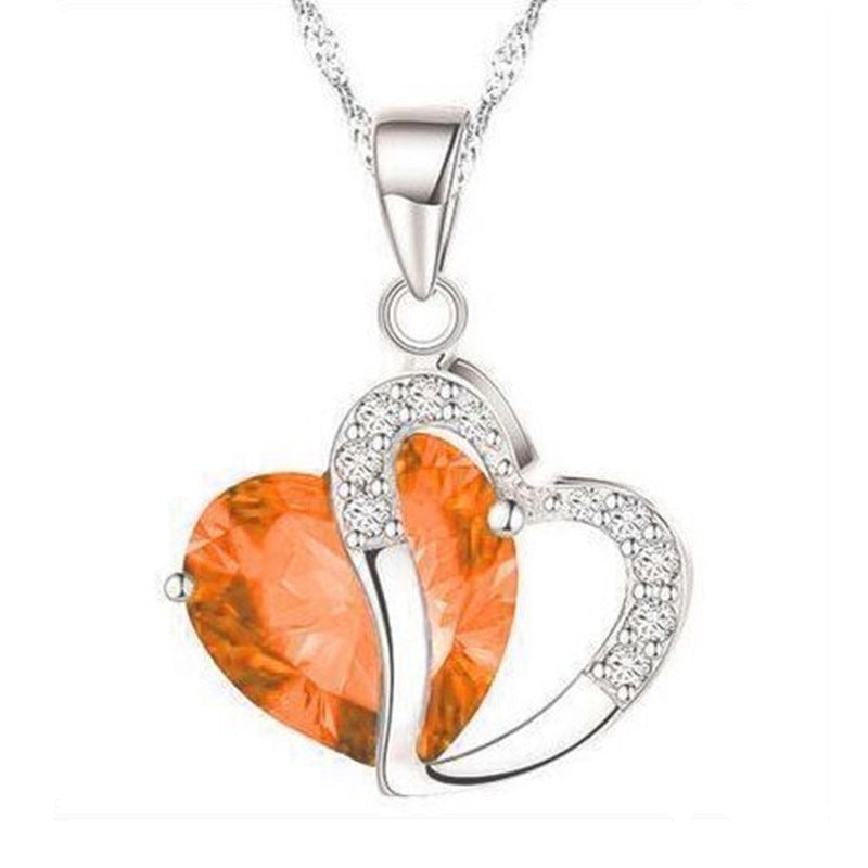 Heart Crystal Amethyst Pendant Necklace