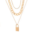 Diamond-studded Multi-layered Chain Pendant Necklace with Heavy Metal Chain