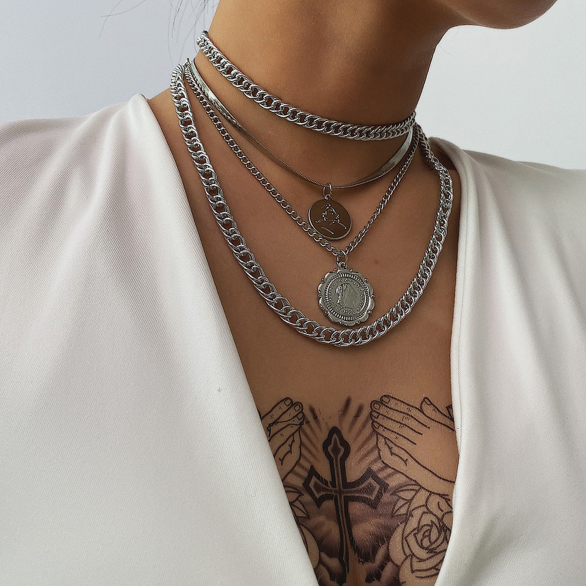 Hip Hop Thick Chain Necklace Lace Tag Necklace